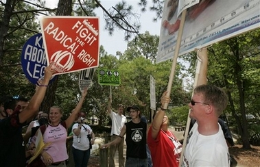 AP--Protesters clash in Jackson, MS