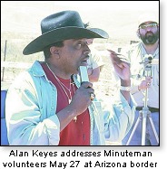 Alan Keyes speaking at Minuteman rally